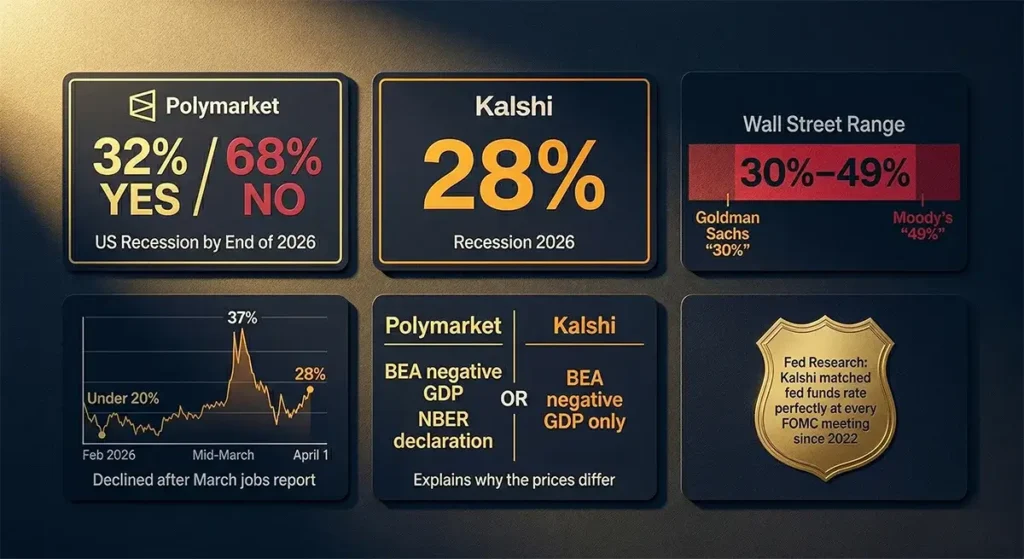 recession 2026 prediction markets polymarket kalshi