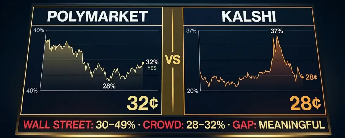 Recession 2026 Prediction Markets: Polymarket at 32%, Kalshi at 28% — What the Crowd Knows That Wall Street Doesn’t